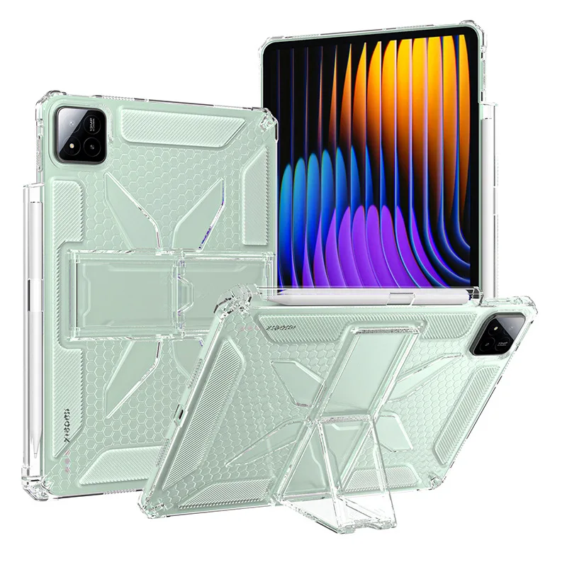 

Для XiaoMi Pad 7 Pro 11,2 дюйма 2024 чехол с подставкой Прозрачный защитный чехол со слотом для ручки Сотовое рассеивание тепла Funda