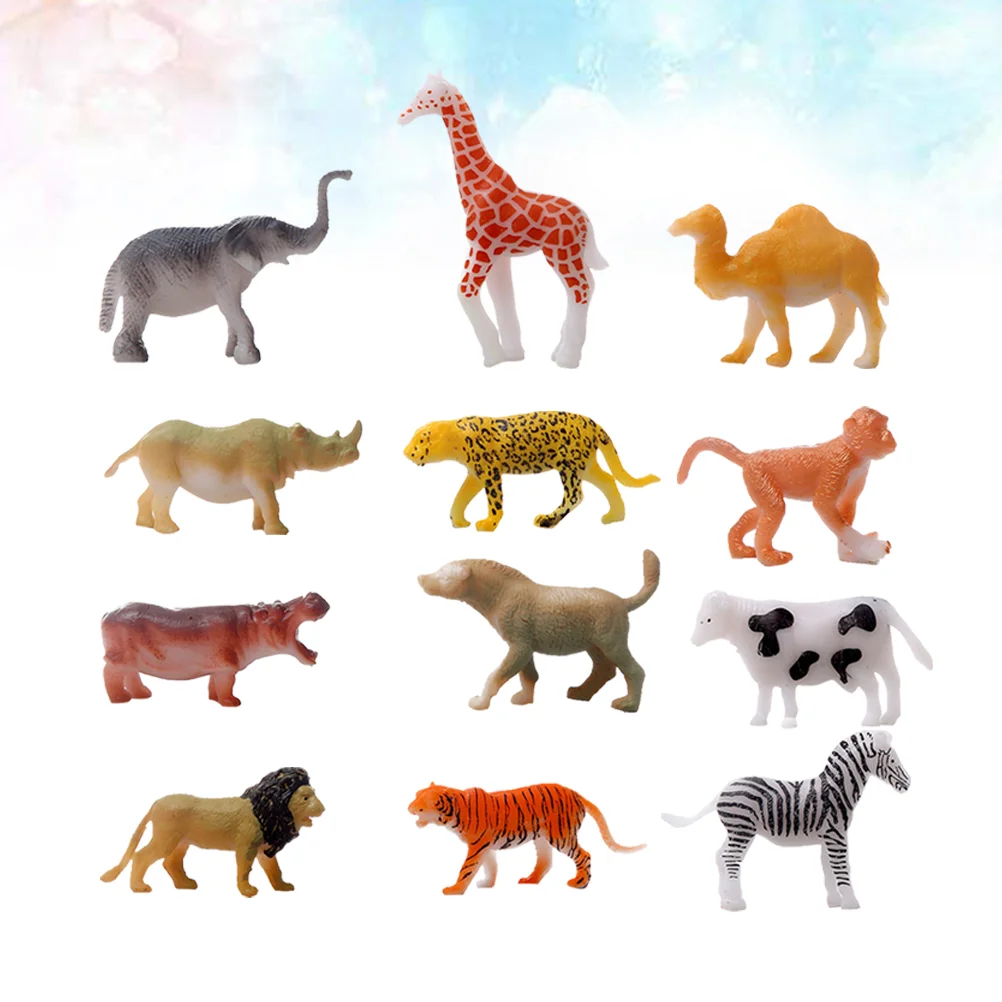 36 Pcs Wildlife Animals Action Toy Plastic Animals Toy Realistic Animals Action Toys with Fence and Coconut Palm