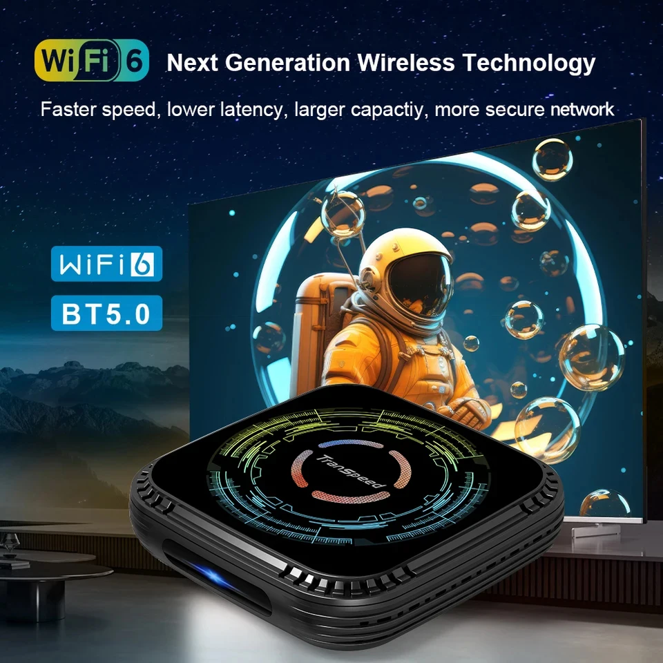 Transpeed Allwinner H728 Android 14 TV BOX Dual Wifi 6 32G64G Octa-Core ARM Cortex A55 Support 8K HDR Video 4K BT5.0 Set Top Box