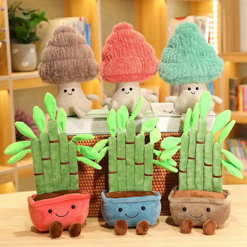 

Lifelike Plush Pine Tree Toy Stuffed Lucky Bamboo Potted Plant Decor Bookshelf Desk Window Decoration Gift