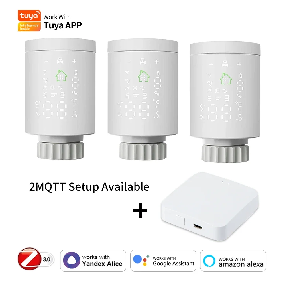 Tuya Zigbee 3.0 Thermostat Smart TRV Radiator Actuator Valve Thermal Head Programmable Temperature Controller Alexa Google Home