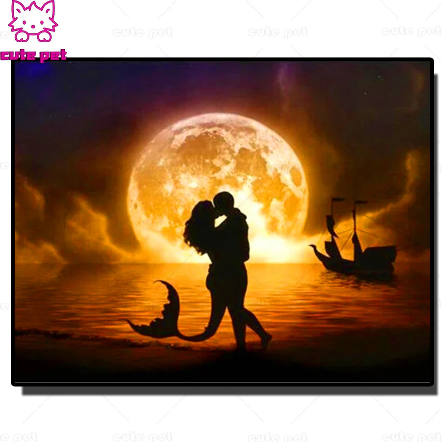 

DIY diamond painting Mermaid love cross stitch full mosaic diamond embroidery square / round 5D handmade gift home decoration