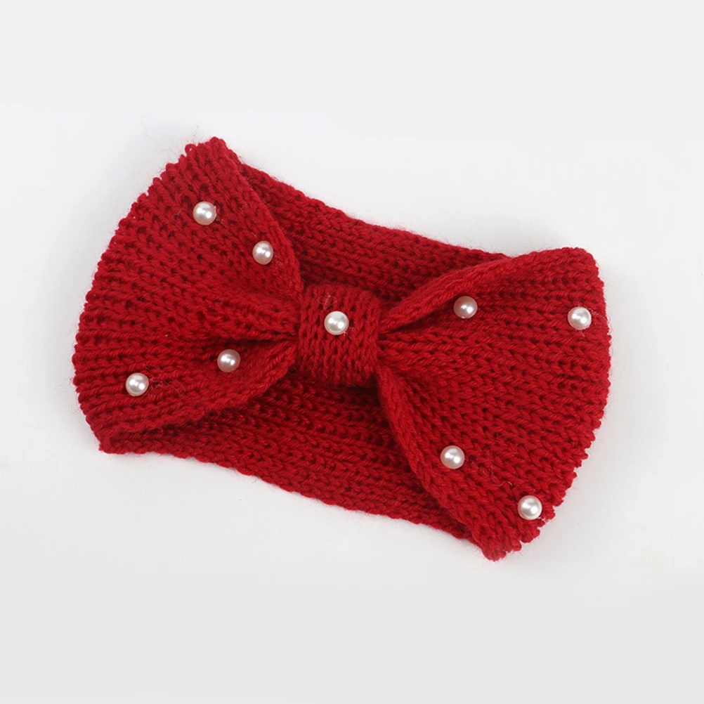 

2pcs Pearl Bow Hairband Warm Cozy Knitted Headband Stylish Design Versatile Use Cold Weather Headbands Ear Warmer Yoga