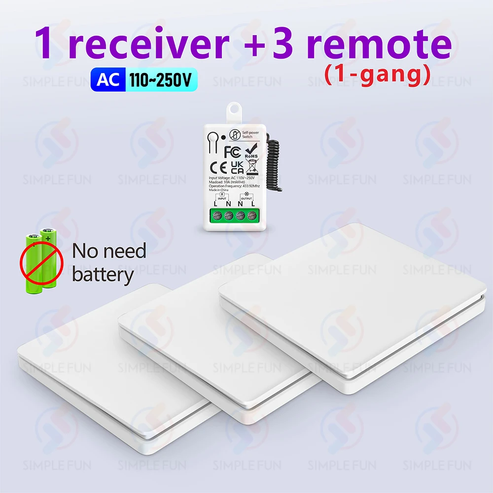 Mini RF Smart Licht Schalter 110V 220V 230V Self Power Drahtlose Wand Schalter Keine Batterie Unterstützung Power restaurierung Status Einstellung