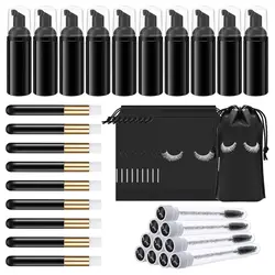 Eyelash Cleaning Set Lash Shampoo Brush Soap Foam Washing Bottle Face Cleansing Puff Kit Eyelash Extension Supplies Makeup Tools