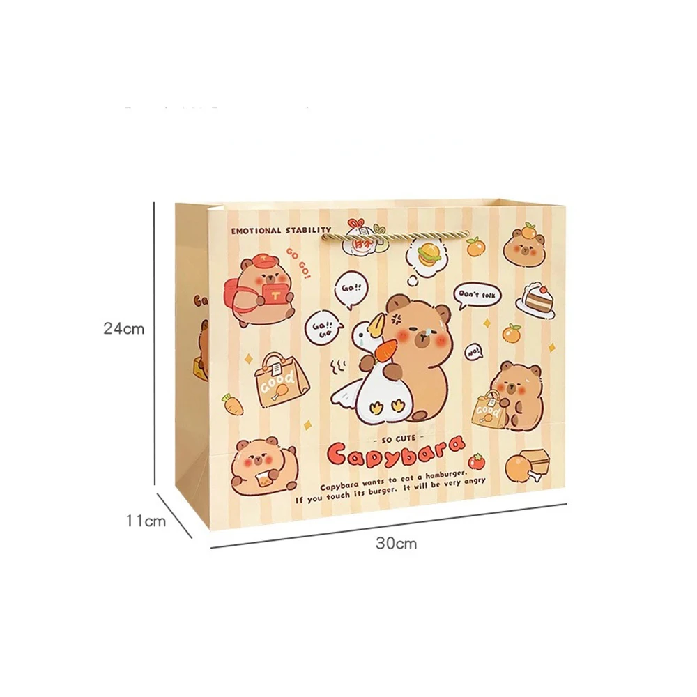 Capybara Cartoon Paper Bags Hand-held Paper Bags Rectangular Gift Candy Colorful Shopping Bags Party Birthday Supplies