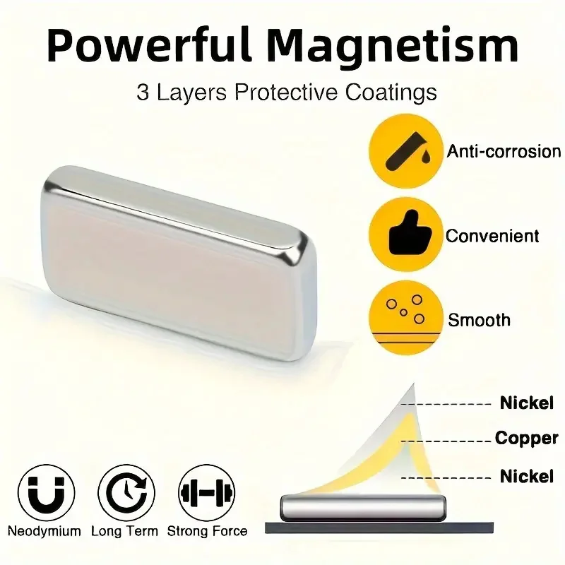 40x10x3/50x10x3/60x10x3mm Starke Rechteckige Magnetstäbe, Leistungsstarke Magnete für Basteln, Kühlschrank, Wissenschaft, Büro und Werkzeugaufbewahrung – Detail 7