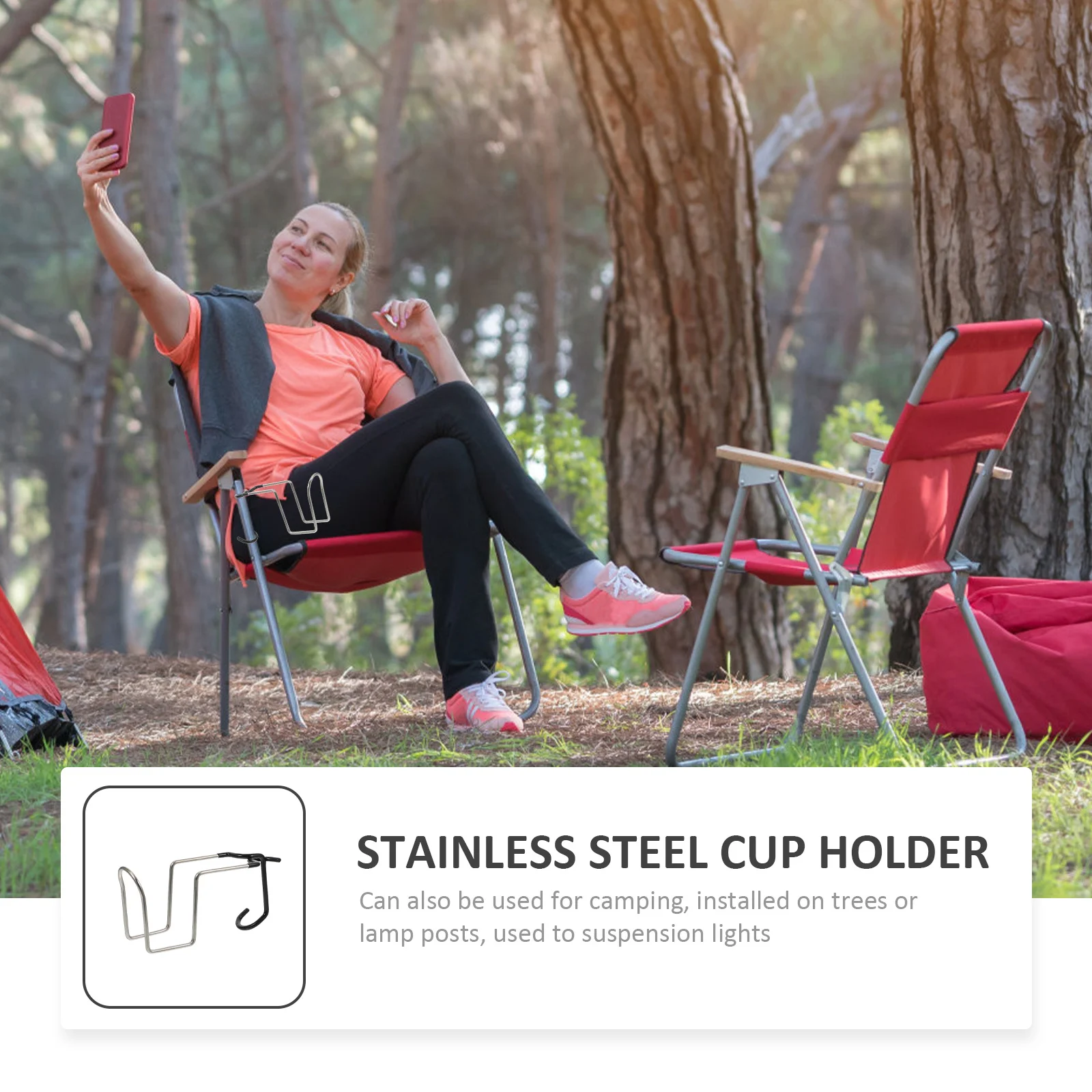 

1pc Multifunctional Cup Holder Stainless Steel Camping Hiking Outdoor Gear Tent Cup Hook Hanging Stand For Travel Fishing Boat