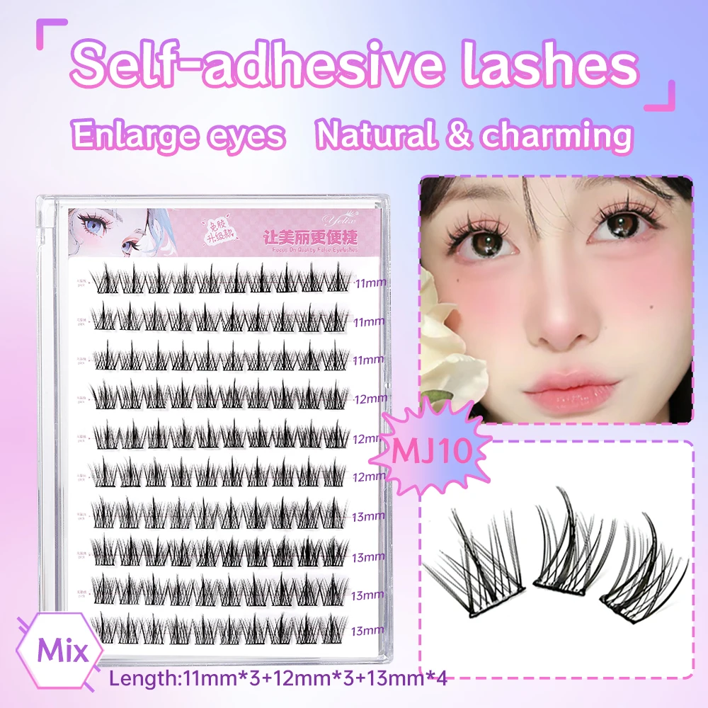 Yelix large capacity Self-Adhesive Eyelashes No Glue Fake Lashes Extensions Reusable for Makeup Soft Mink Eyelashes