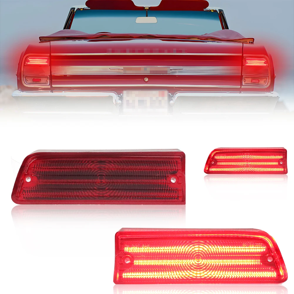 

2Pcs Rear Daytime Running Light Tail Light Brake Light DRL Light Reflector Light W/Red LED For 1964 Chevrolet Chevelle/Malibu