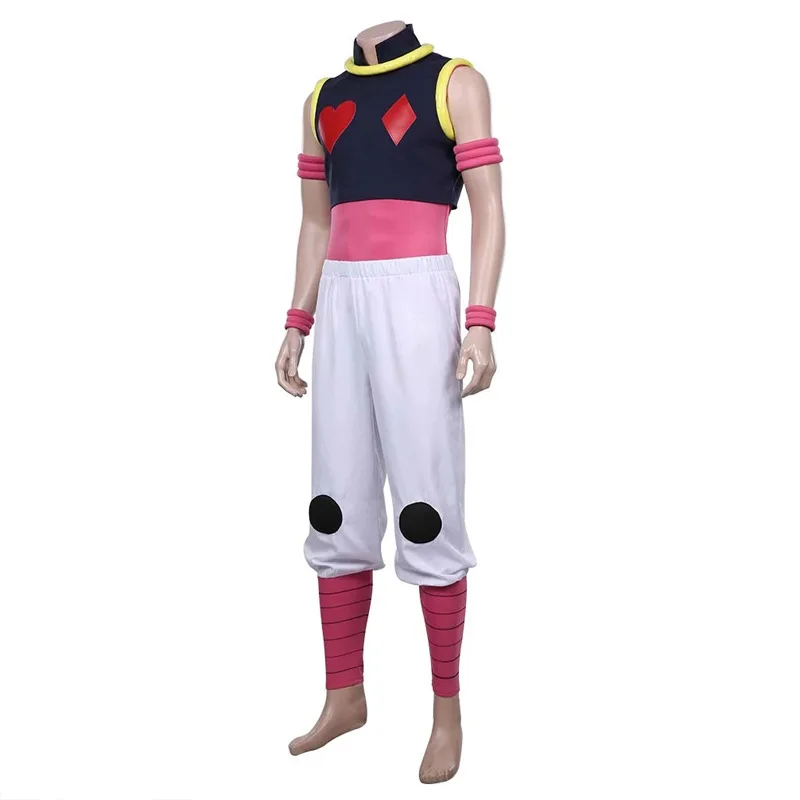 Hunter x hunter hisoka cosplay masculino calças superiores conjuntos completos padrão de poker impresso casaco anime trajes halloween roupas peruca