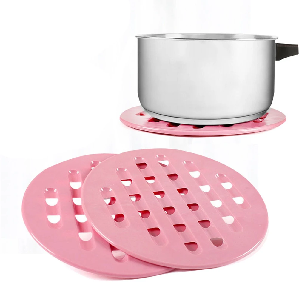 

2pcs Round Plastic Placemats Heat Insulation Non-Slip Table Mat For Dining Kitchen Restaurant Waterproof Coaster Pad