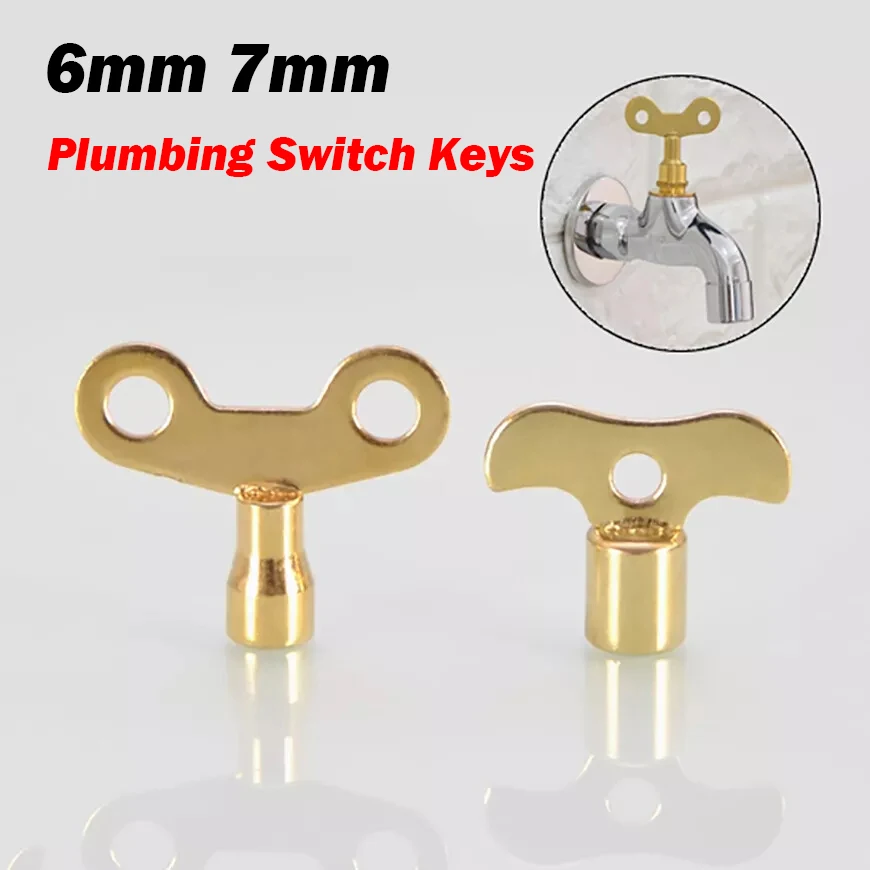 2Pcs/lot 6mm 7mm Metal Clock Type Plumbing Switch Keys For Faucet Tap Key Square Keys