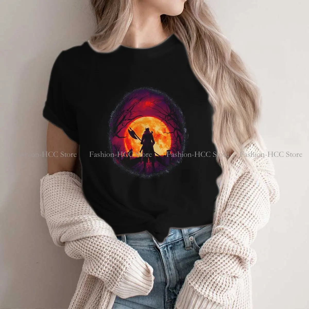 Bloodborne Game Polyester TShirts Moon's Night Print Homme T Shirt Funny Tops