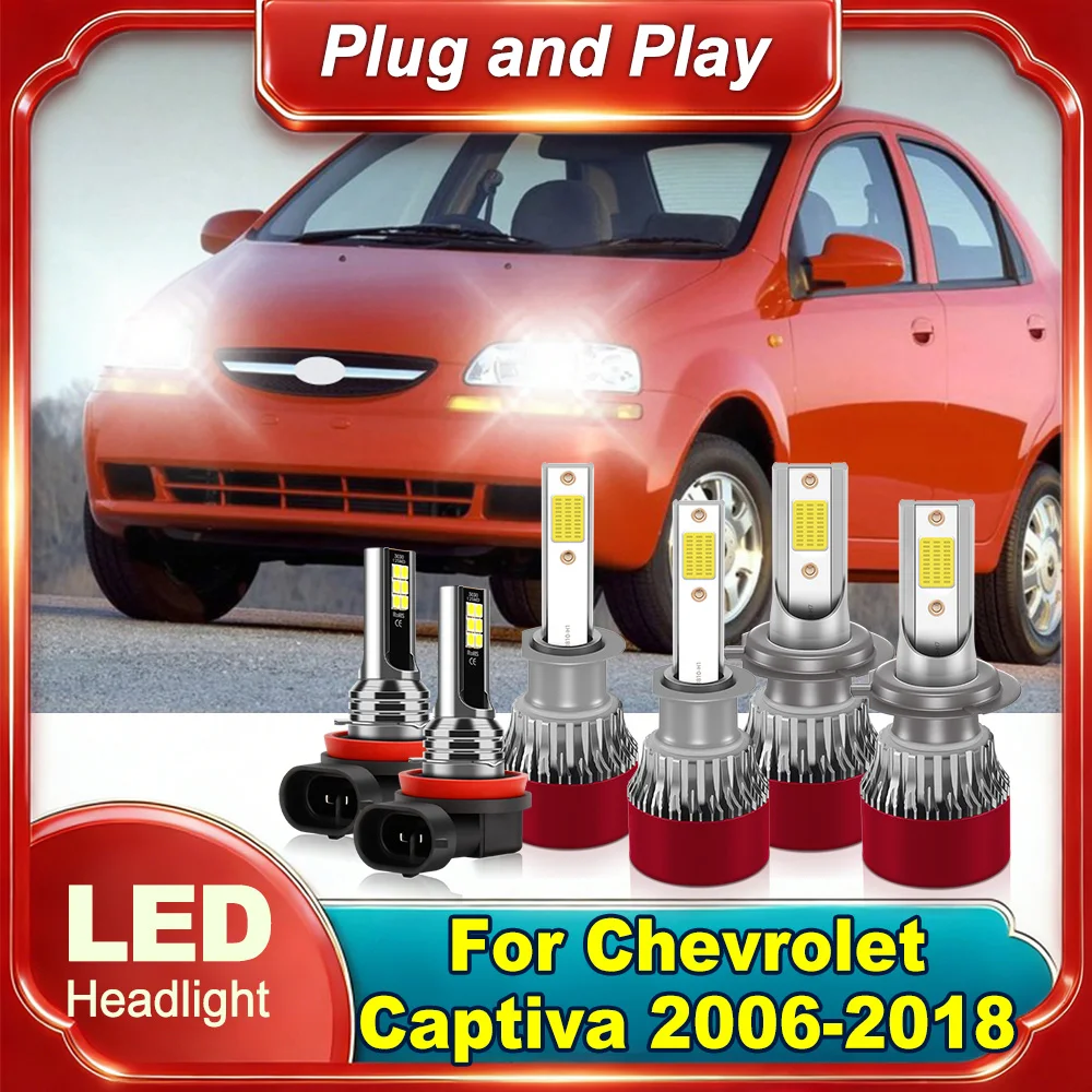 

Car LED Headlight High Low Beam Headlamp Fog Light 6000K White COB Chip For Chevrolet Captiva 2006-2015 2016 2017 2018 Car Light