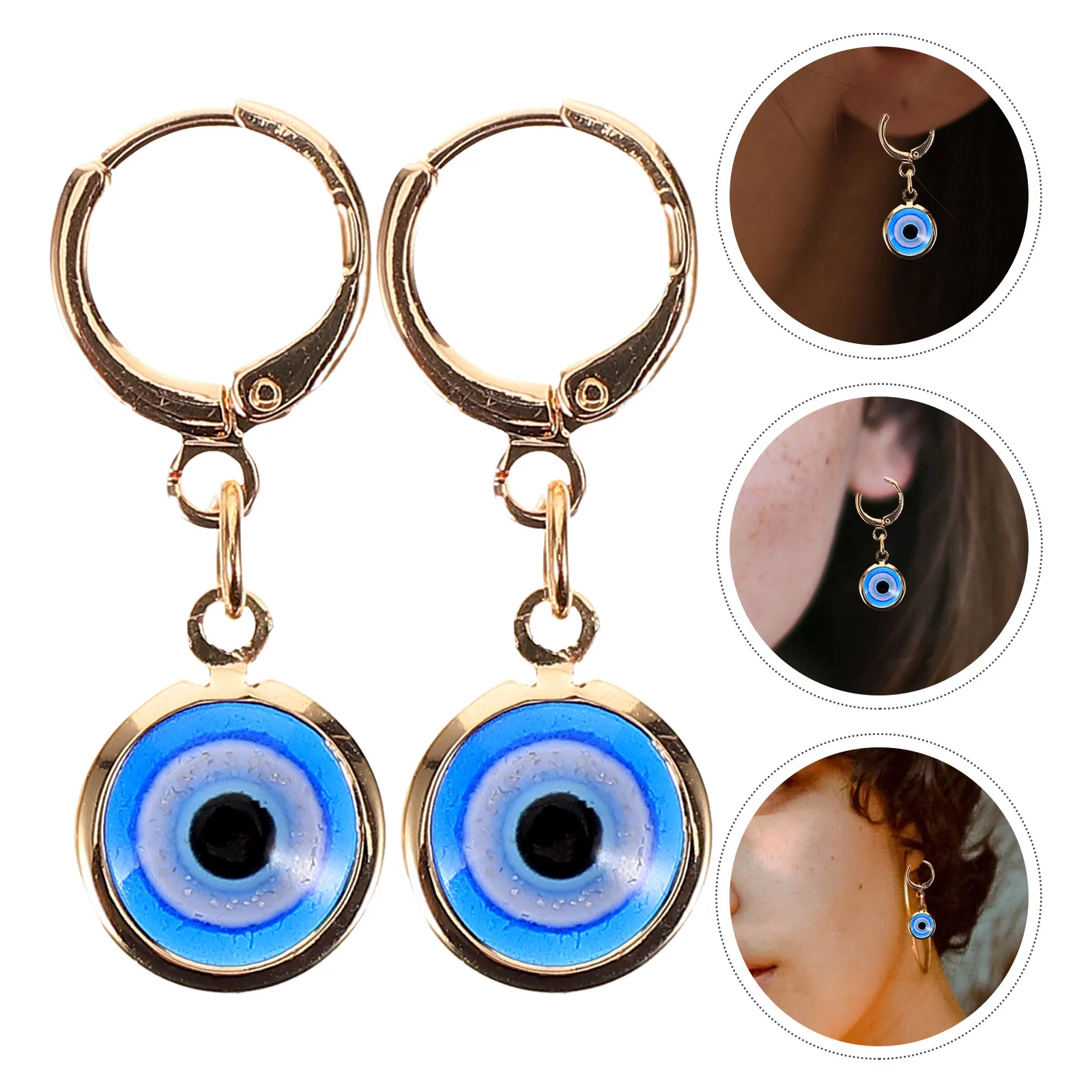 أقراط عين الشر للنساء مصنوعة من خليط معدني من الراتنج مريحة للحفلات اليومية، هدية بسيطة محظوظة مزخرفة على شكل قطرة للأذن للفتيات