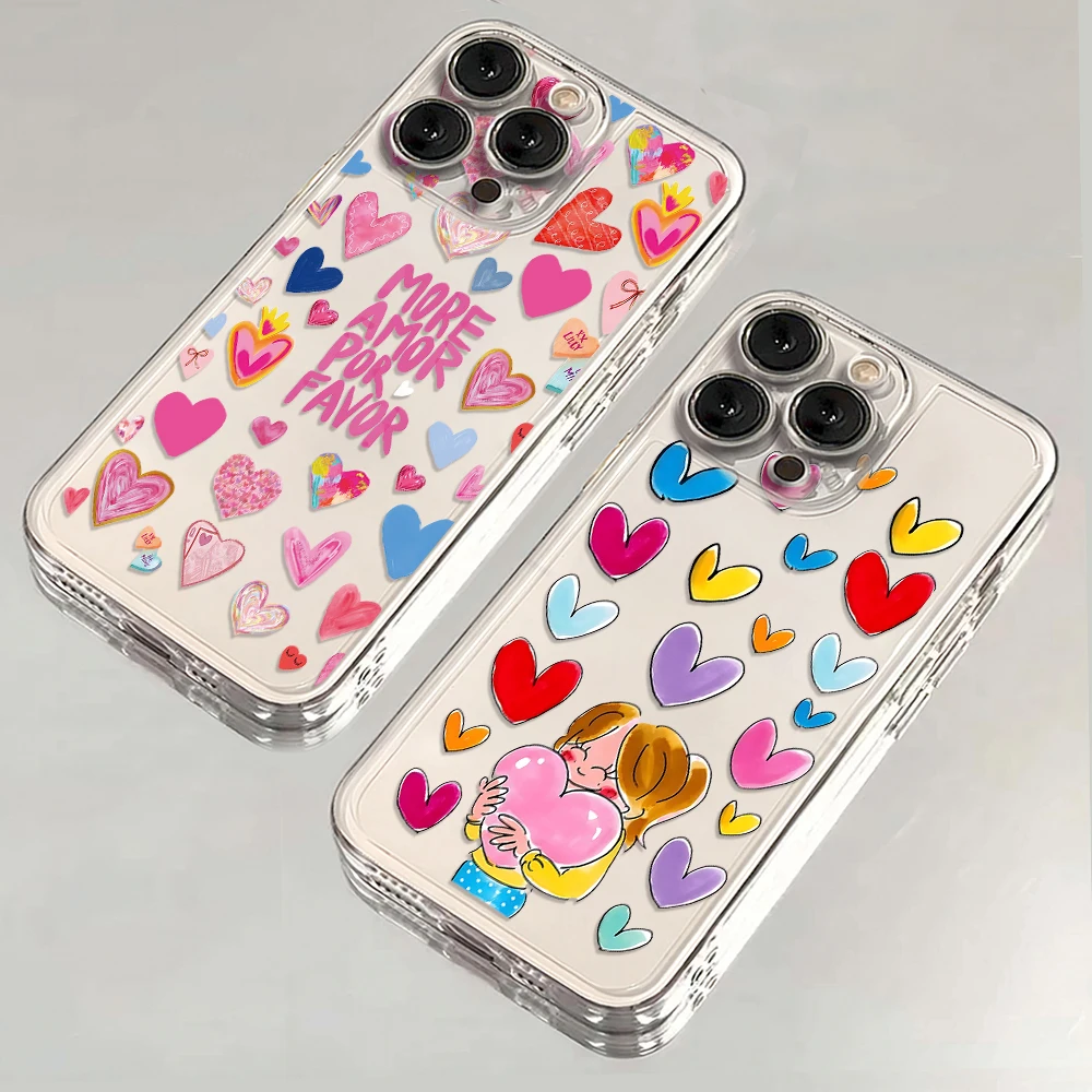Popular Cartoon Colorful Hearts Phone Case For Samsung A57 A07 A36 A26 A56 A16 A06 A55 A35 A25 A15 A05 A54 A34 A24 A14 A13 A53