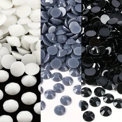 Resin Jelly Opaque Solid Rhinestones  White Grey  Jet Black 4mm 2500pcs Non Hotfix Flatback  For Nail Art Garment Decoration DIY