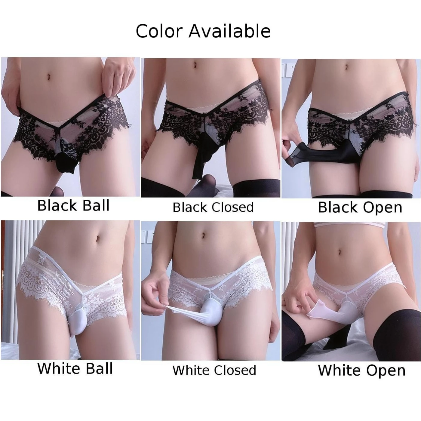 Mens Underwear Sissy Pouch Panties Lace Sheer See Through Low-Rise Bikini Temptation Thin Briefs Silky Soft Underpants