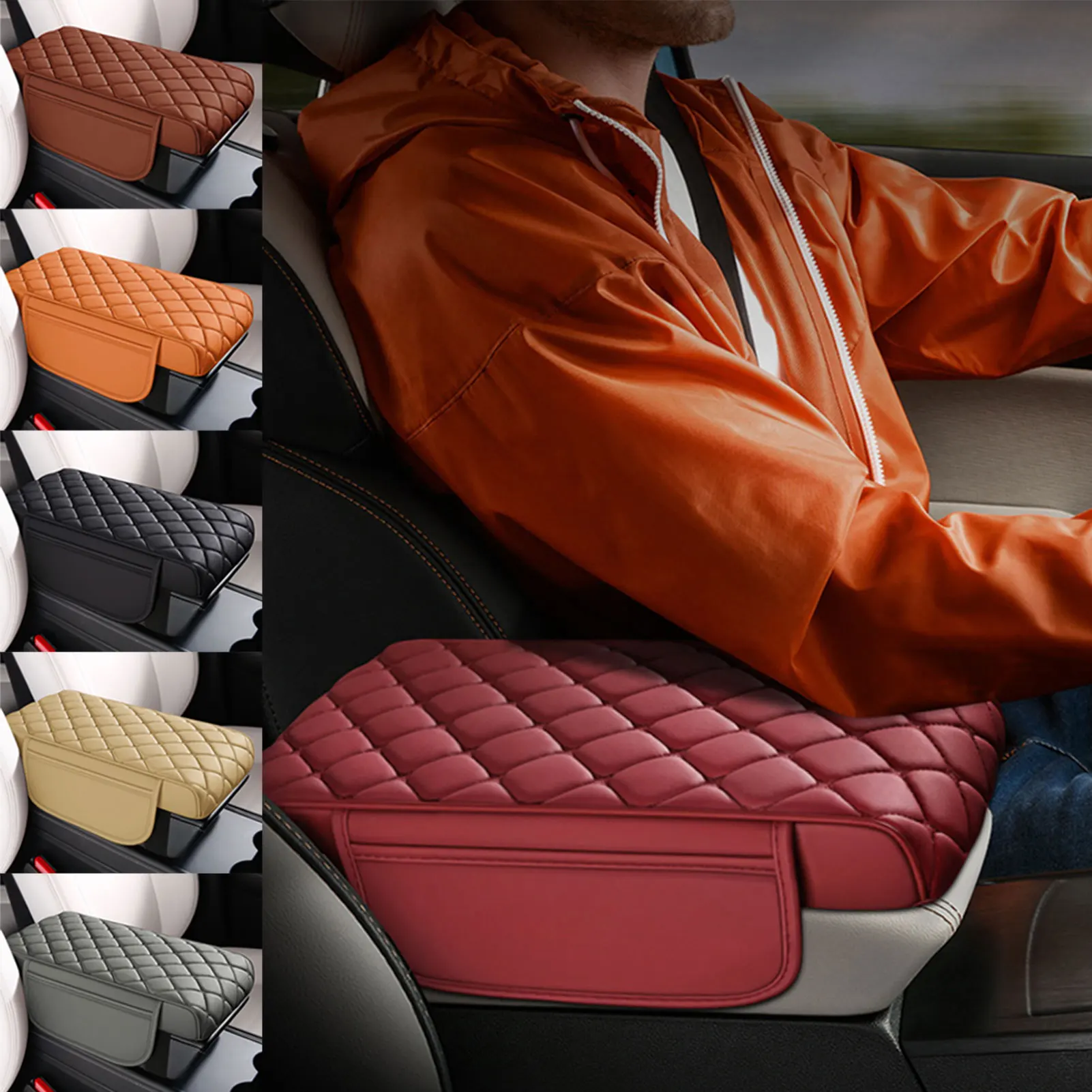 

Car Center Console Armrest Cushion Car Arm Support With Tissue Box Daily Commute Convenience