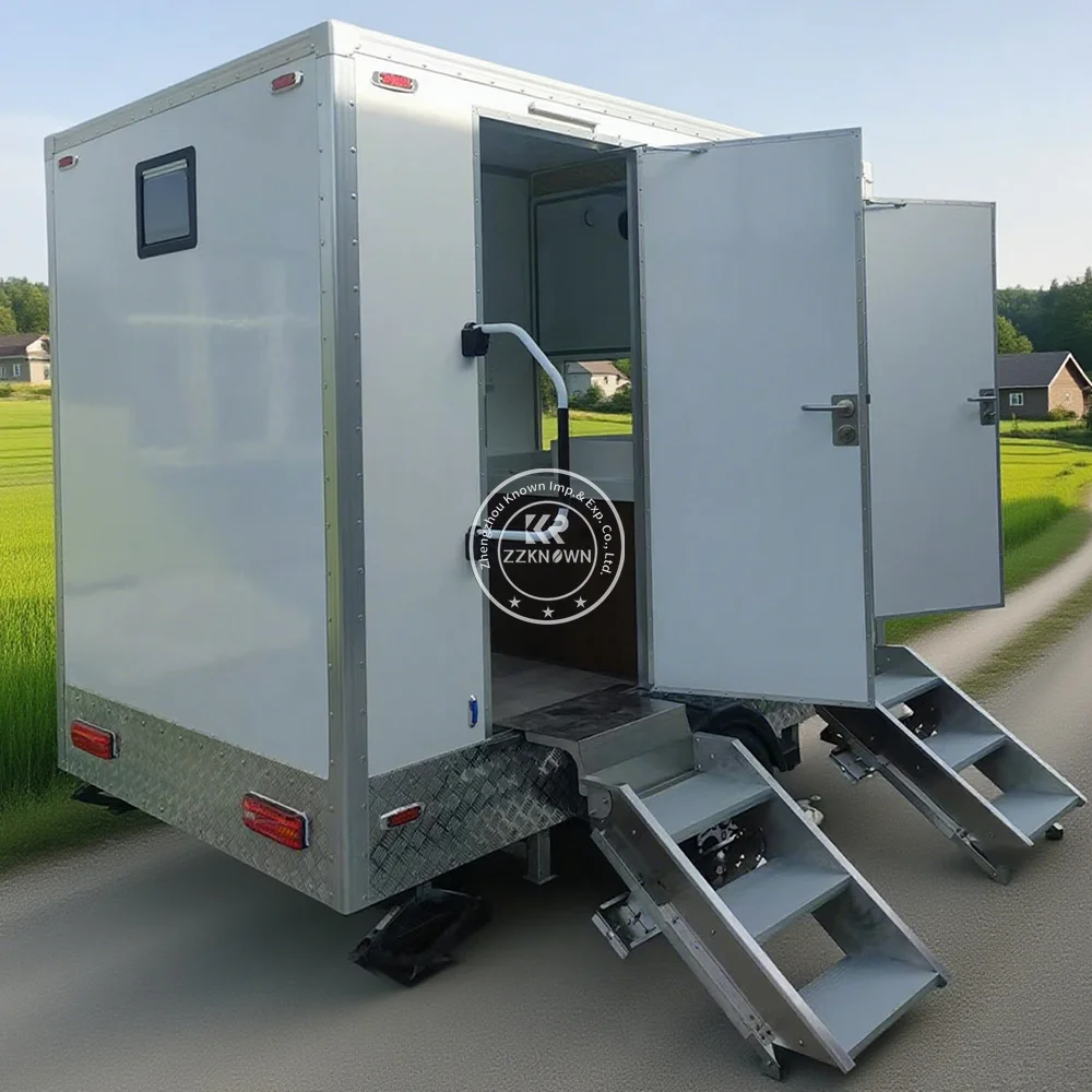 

4 Station Prefab House Portable Toilet Trailer Shower Rooms Outdoor Camping Mobile Toilet Trailer Luxury Restroom Trailer