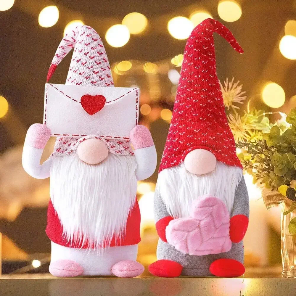 Gnome Envelope Love Heart Faceless Doll Rudolph Valentine's Day Home Room Decoration Birthday Show Love Gift Ornament Figurines