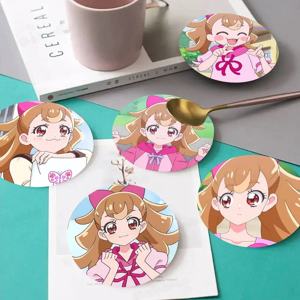 1pc Komugi Inukai Wonderful Precure! Wooden Coaster Colour Printing Cup Mat Home Desk Decoration Gifts