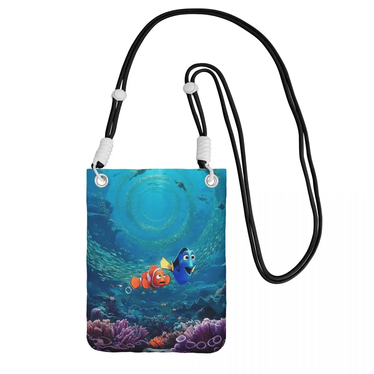 

Сумка для мобильного телефона на заказ Cool Finding Nemo для мужчин и женщин, сумка через плечо с рыбками и героями мультфильмов для путешествий, съемный плечевой ремень