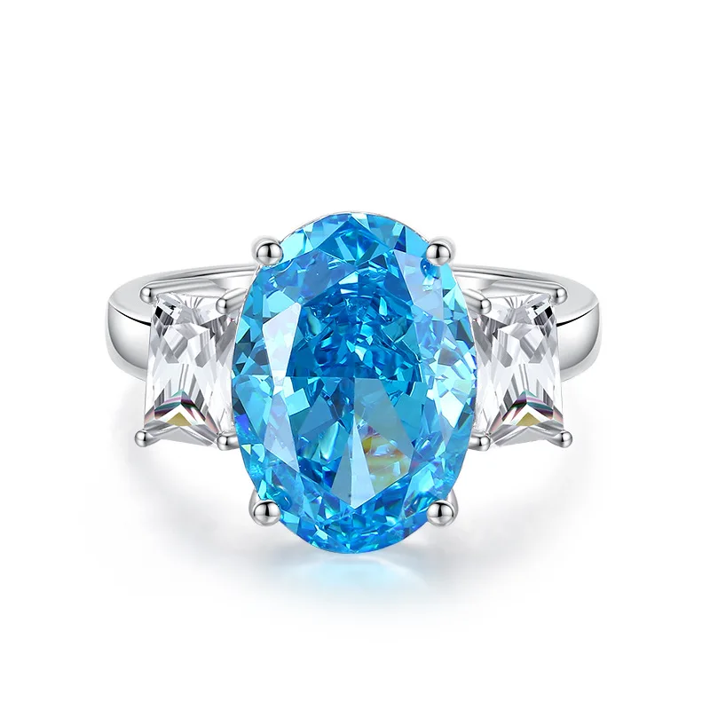 Pigeon Egg Ice Flower Zircon Flash S925 Sterling Silver Ring for Women