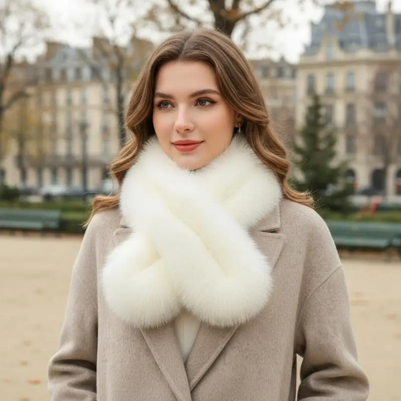 

Y3NE Удобный шарф с плюшевым воротником, стильный теплый шарф на шею с перекрестной отделкой