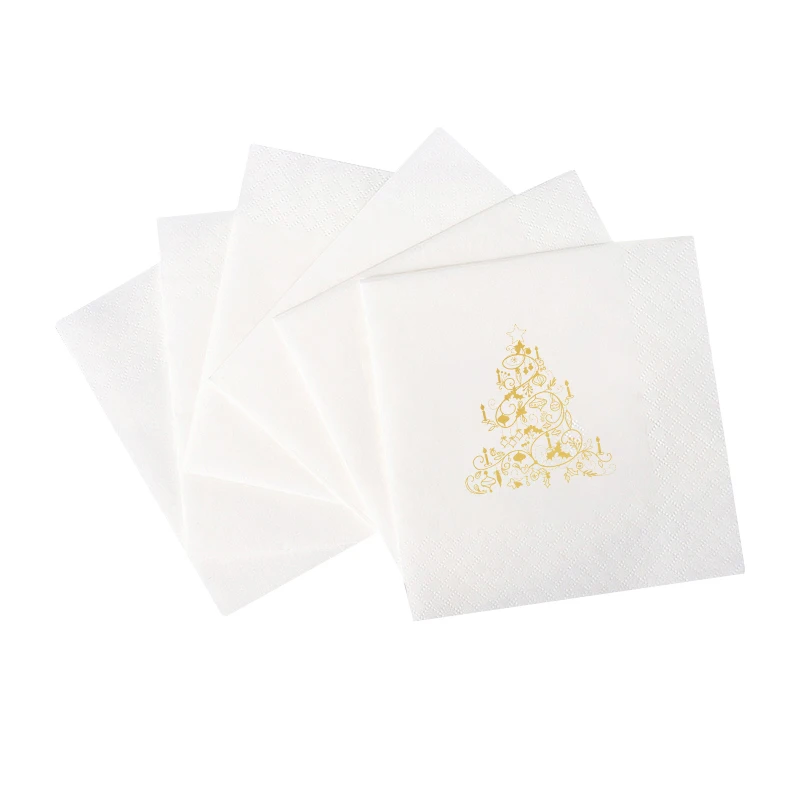 100Pcs  25×25CM  3-layer Gold foil napkin Banquet hall for large-scale holiday events and gatherings