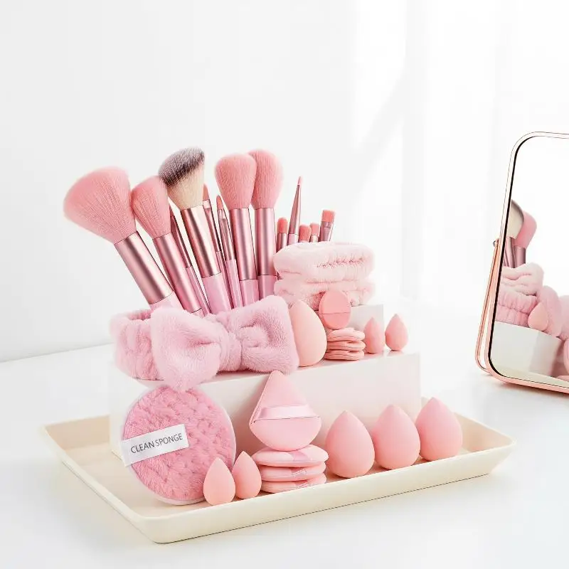Full Makeup Tool Set 20/33Pcs Skin Friendly Non-Irritating Brush Puff Beauty Sponge for Makeup Lovers Beginners