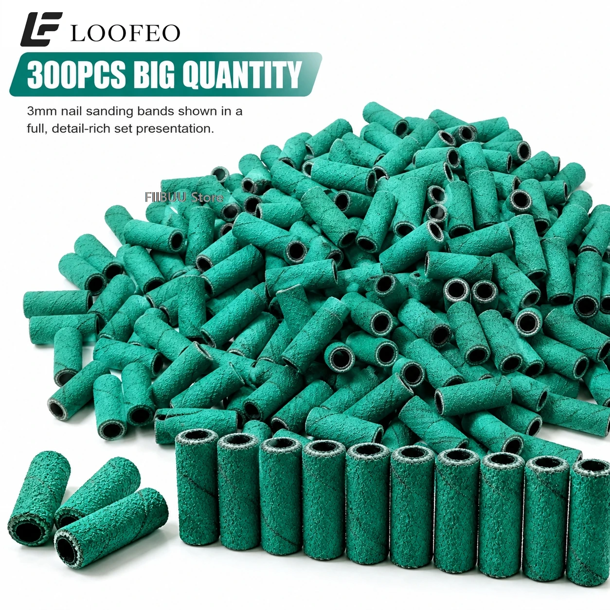 300 Stück 3mm Nagelbohrer-Schleifband-Set 120 180 240 Körnung Mini E-File Schleifhülsen Nagelfeile für Maniküre Pediküre Zubehör – Detail 2