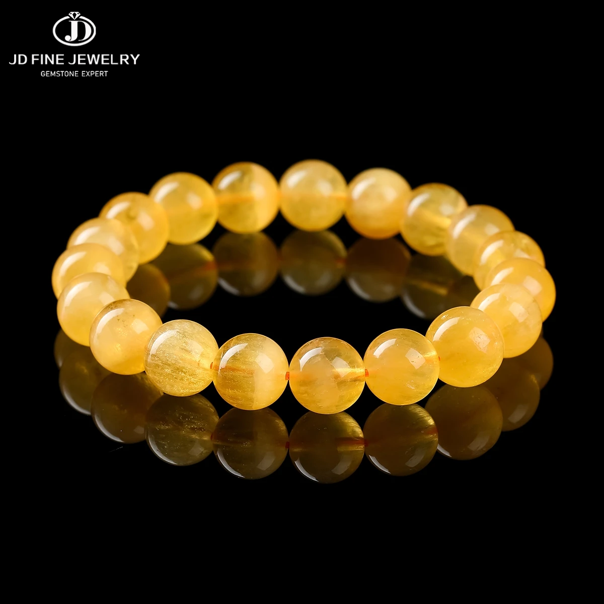 

JD Natural Stone Yellow Fluorite Beads Bracelet Women Men Luxury Charm Reiki Healing Energy Stretch Bangles Genuine Jewelry Gift