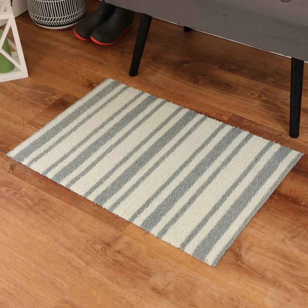 

Rug, 2'x3', Grey & Multi, Handmade Stripe Wool,Indoor/ Outdoor Splashpoof Patio Backyard Mudroom Runner-Rug,Carpet