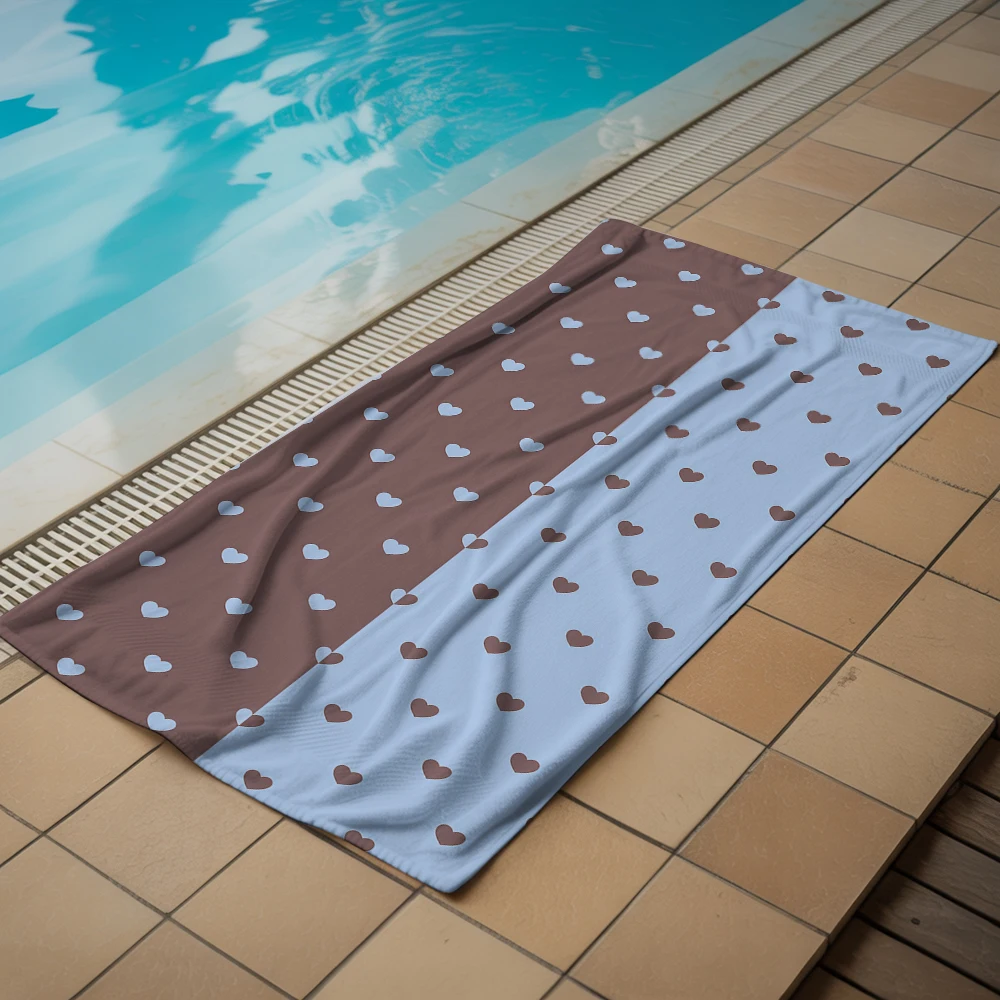 Split Tone Heart Soft Portable Travel Towel Unisex Ultra Lightweight Microfiber Oversized Sand Free Quick Dry Beach Towel