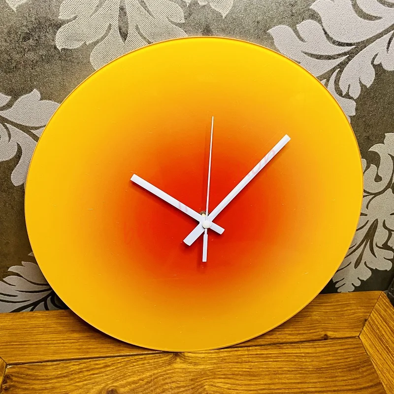 Sunset wall clock,  Light luxury silent glass clock,  Exquisite home arts and crafts decorations