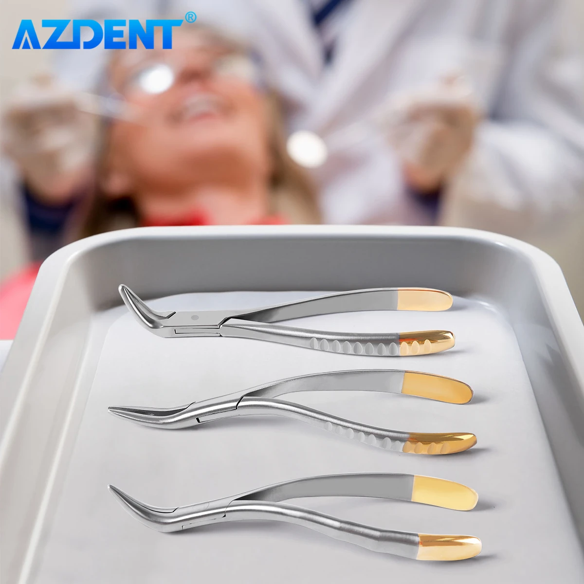 AZDENT Kleszcze do ekstrakcji korzeni zębów dentystycznych Szczypce do fragmentów korzeni Instrument Stomatologia Zakrzywione Uniwersalne narzędzie