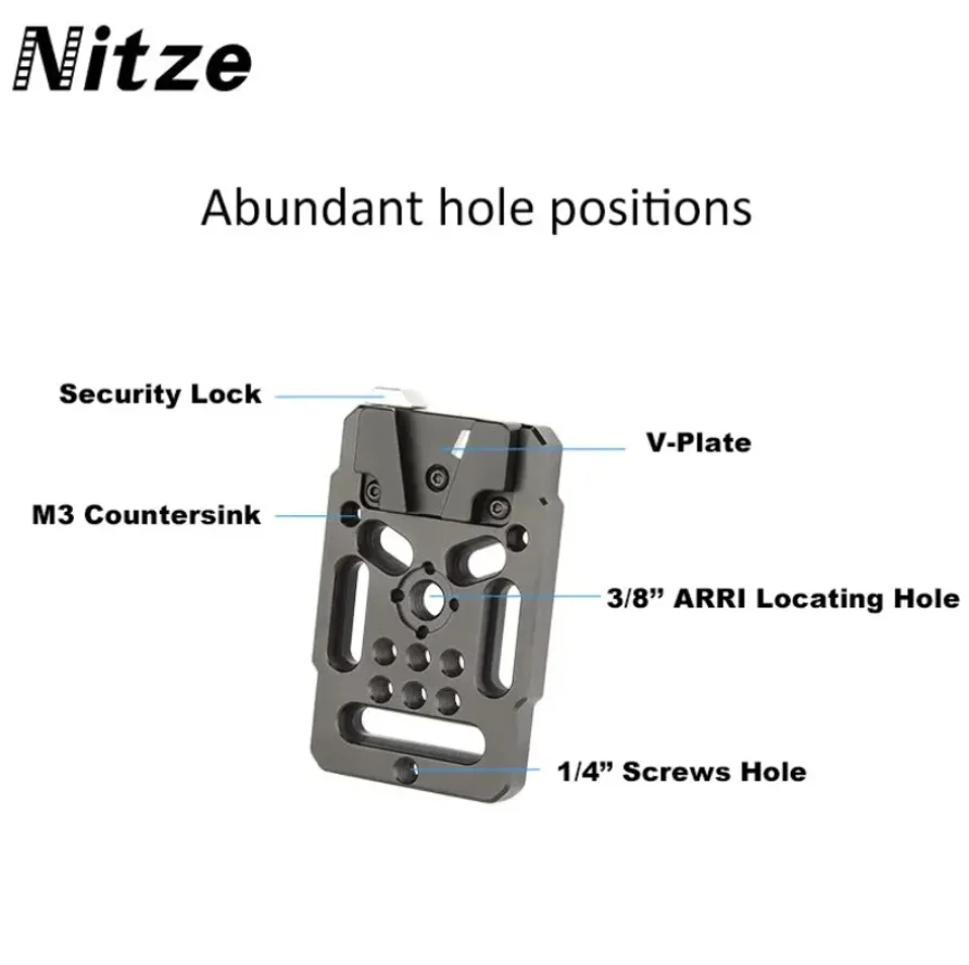 Nitze N21-A2 Mini V Mount Battery Plate with 15mm Rold Clamp for V Lock Power Supply Plate Power Splitter Adapter