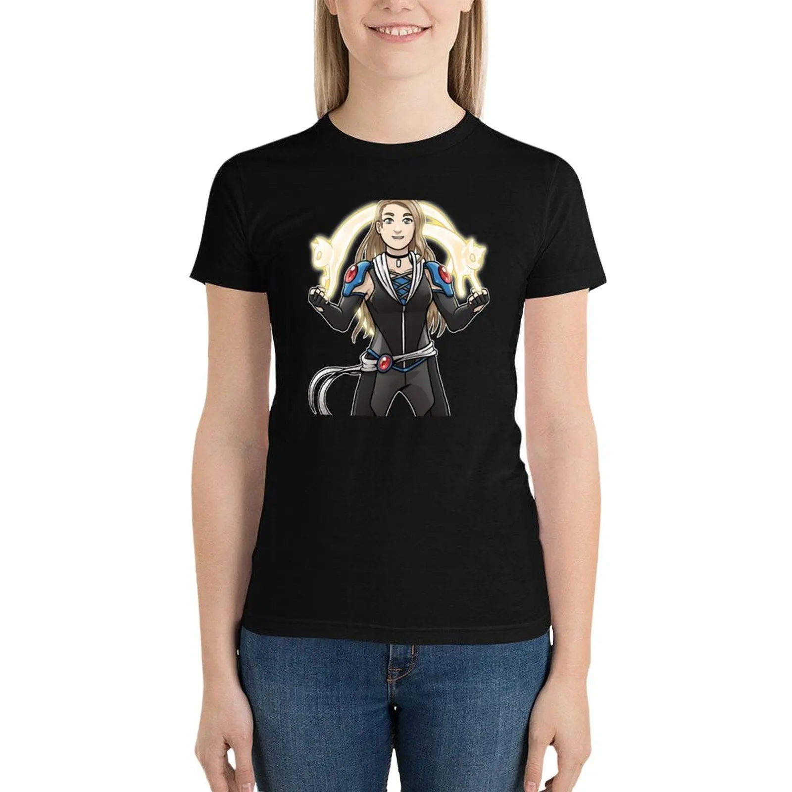 Nisha the Catcaster (No Background) - By Tenshiart Art T-Shirt hippie clothes funny lady clothes Women tops