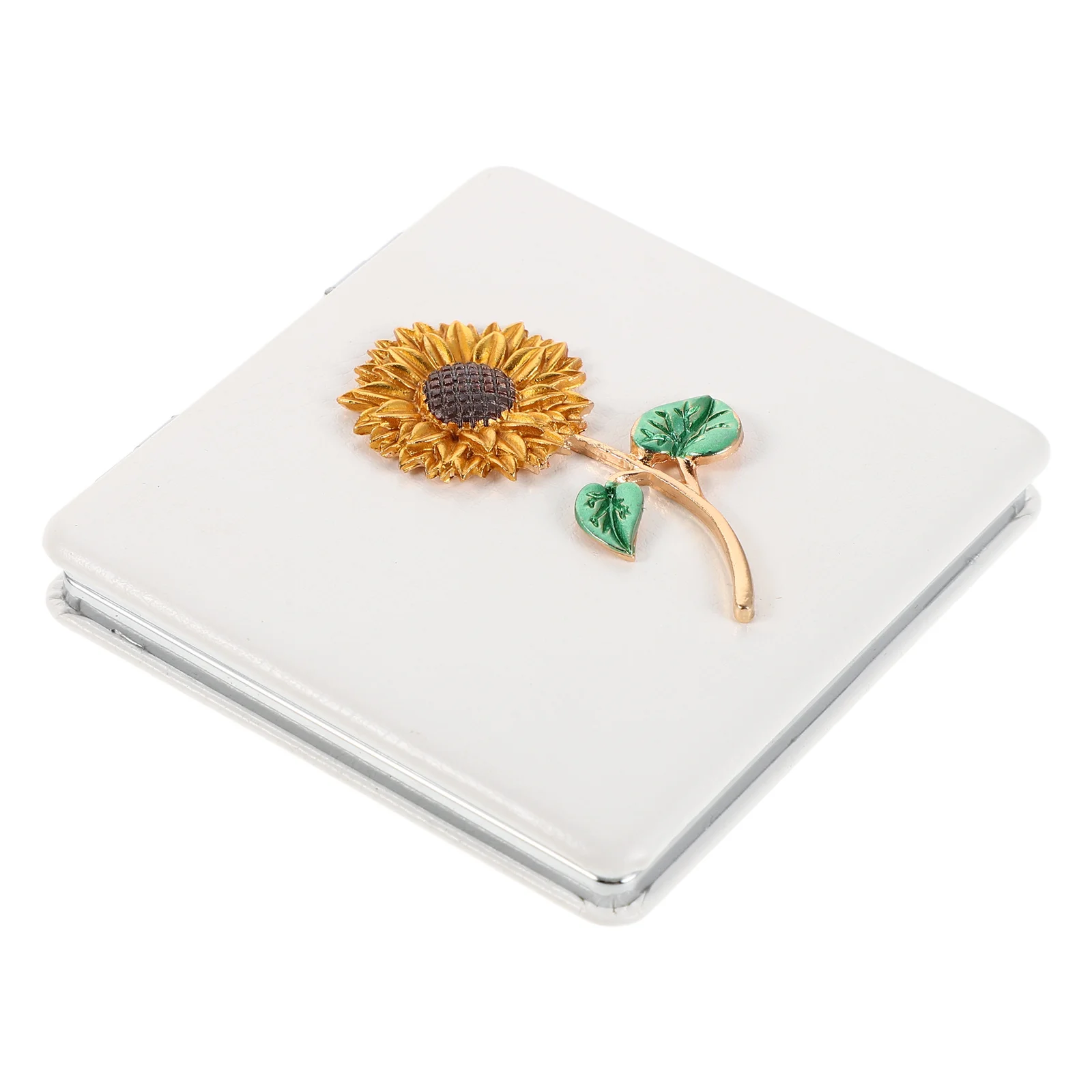 

Mini Travel Mirror Square Compact Folding Sunflower PU Doublesided Portable Makeup Handbag Mini Cute Compact Mirror