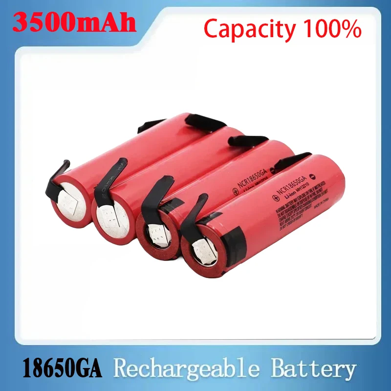 

Rechargeable NCR18650GA High Capacity 3500mAh 20A Continuous Discharge Li-ion Battery For Flashlight Solar Storage+nickel sheet