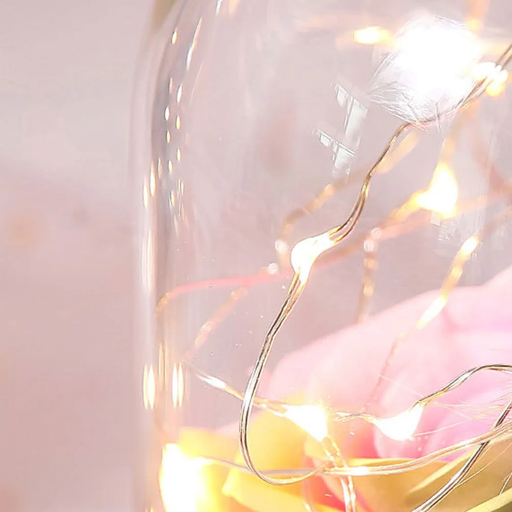 

Preserved Rose Light in Glass Cover Wooden Stand Decorative LED Lamp for Home Study Corridor Holiday Wedding Gift