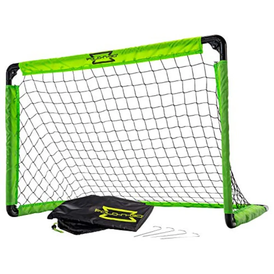 

3' Steel Fold-N-Go Soccer Goal for outdoor use, steel frame, neon green color, lightweight and portable design
