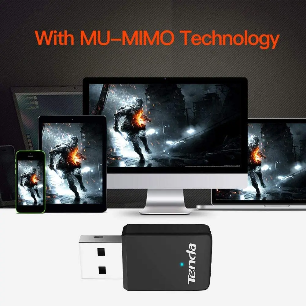 Tenda U9 AC650 Wireless Dual Band USB Adapter | Auto Install | MU-MIMO | Mini Design | Wifi Dongle | Plug & Play