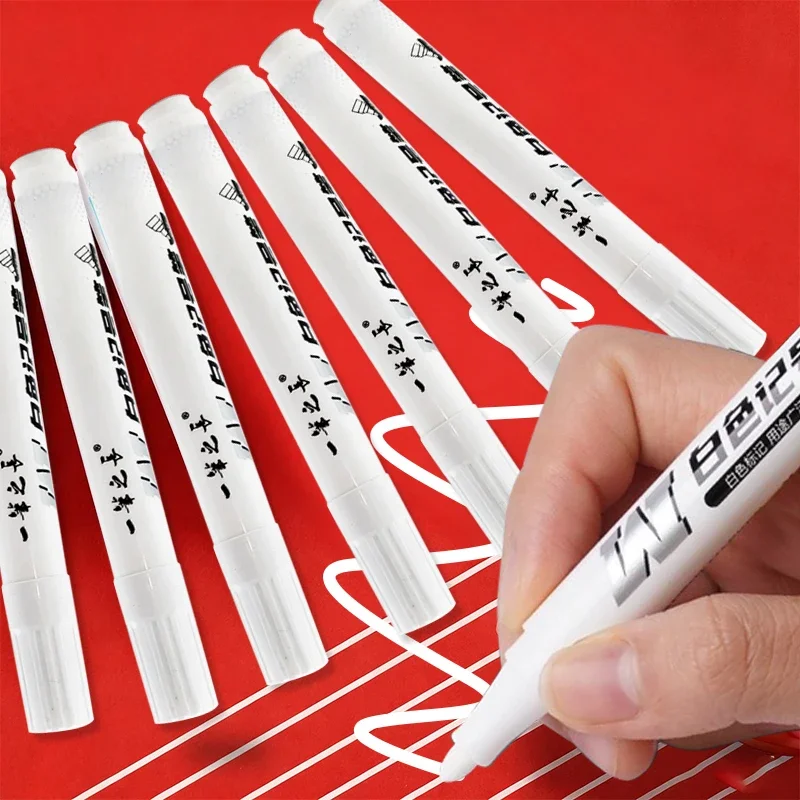 

3/6pcs White Marker Pens-Non-Fading and Non-Toxic, Suitable for Tire Art, Graffiti, Wood, Leather, Office & School Supplies