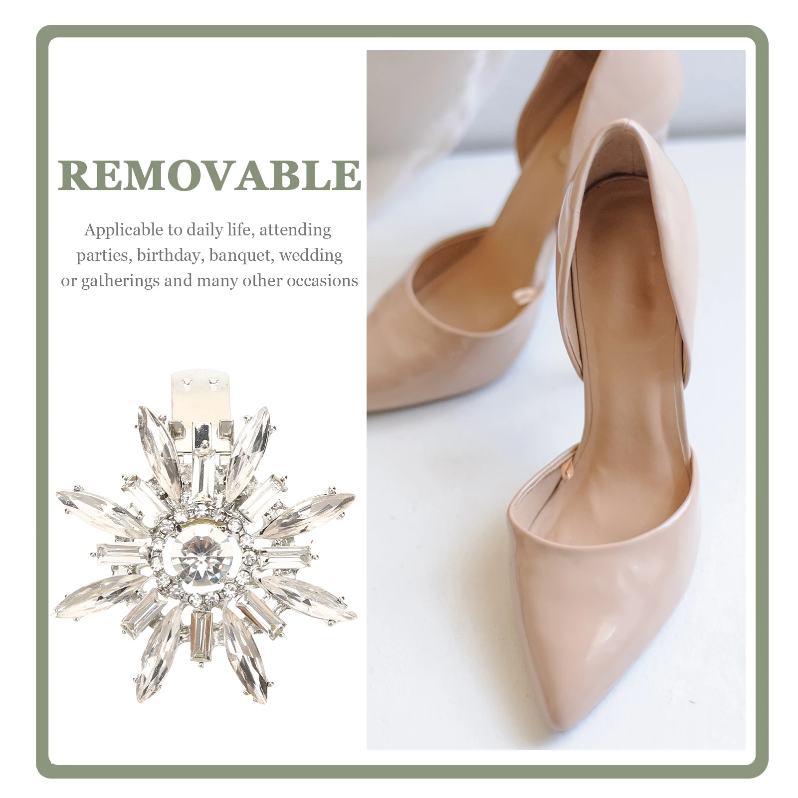 

1 Pair Rhinestone Clips Decorative Buckles Removable Charms Wedding Ornaments Women'S Shoe Accessories Lightweight Shoe Decor