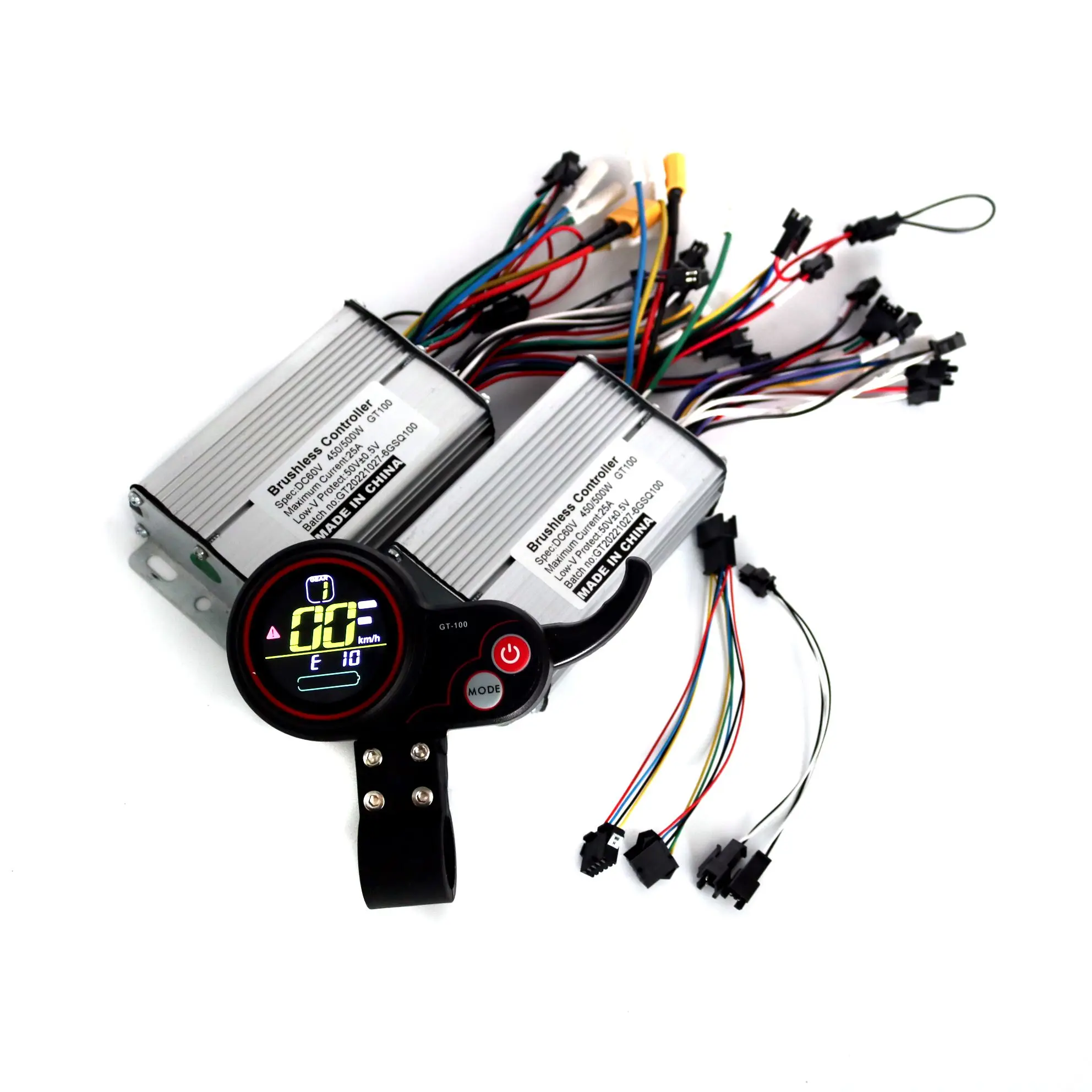 Six Mosfet 36V/48V60V 450/500W 25A BLDC Electric scooter controller E-bike 2 pcs brushless speed driver and 1Pcs GT-100 Display