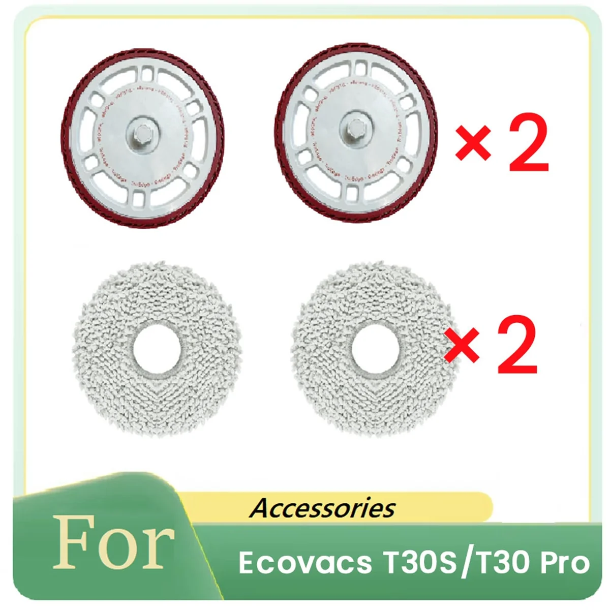 4 Pcs Rag and Mop Holder for Ecovacs T30S/T30 Pro Robot Vacuum Mop Board Cleaner Mop Kit