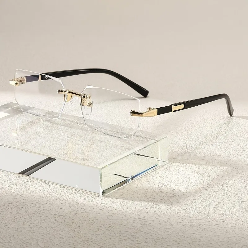 1 Pair of Stylish Frameless Black Retro Small Frame Design Neutral Y2K Glasses
